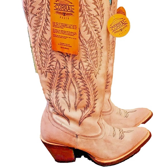 Corral Rose Pink Cowboy  Cowgirl Boots Size 8 E1447 - Picture 6 of 16